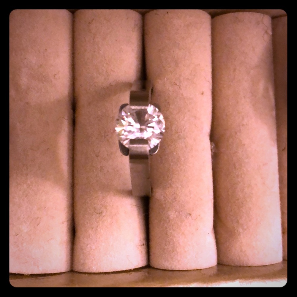 Steel and cubic zirconia ring